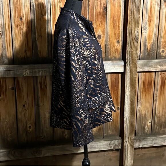 Alfred Dunner blazer plus knit navy blue copper animal pockets 16 FIRM on PRICE - Picture 5 of 6